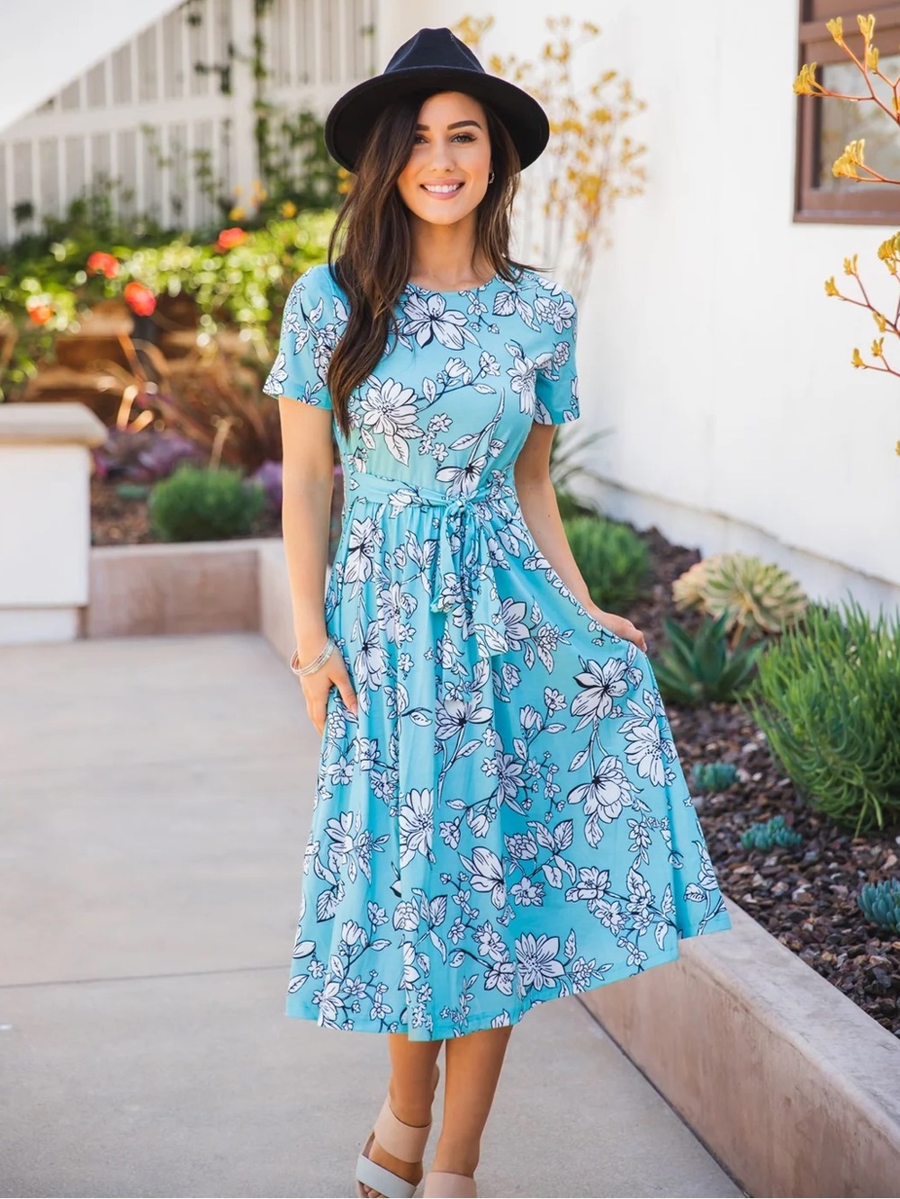 Tickled Teal | Amani Tie Waist Midi Dress